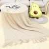 Knitted Blanket with Tassels Lightweight Stretchy Woven Blanket for All Season Machine Washable Throw Blanket for Couch Bed Sofa