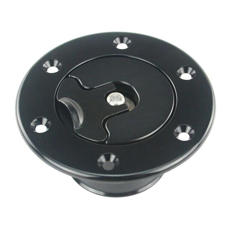 Billet Fuel Cell / Fuel Surge Tank Cap Flush Mount 6 Bolt Open ID 35.5mm Black