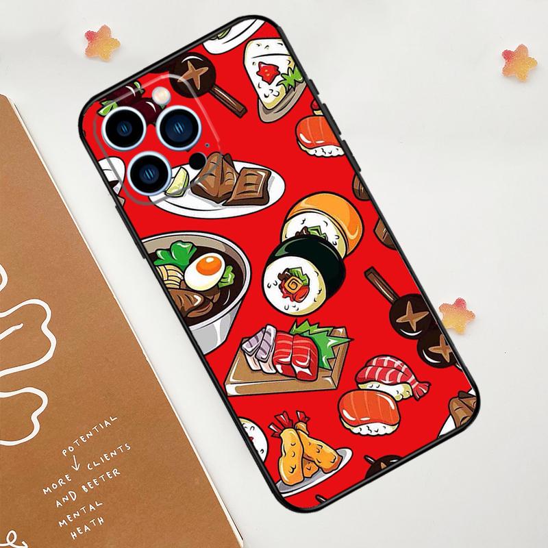 Kawaii Sushi Crowd Phone Case For iPhone 17 Pro Max 14 13 12 11 15 16 Pro Max Mini 16 Plus 16e 17 Air Funda