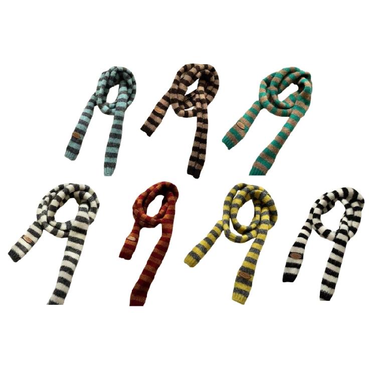 Fashion Thin Scarf Lightweight Striped Pattern Long Muffler Unisex Neckerchief Winter Accessory For Layered Outfits