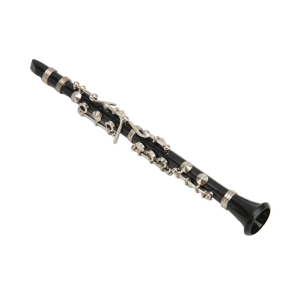 Miniature Clarinet Replica with Stand and Case Mini Musical Instrument Dollhouse Model Decoration 5.12 Inch