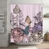 Luxurious Floral Butterfly Bath Curtain with 3D Printing Design for Bathroom Decor Elegant Shower Curtain Set In Pink Color (250