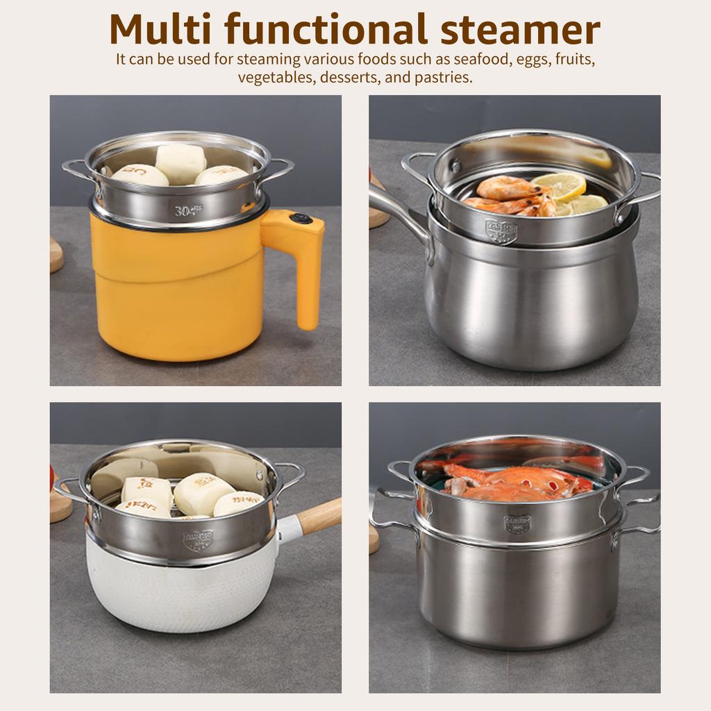 2Pcs Stainless Steel Steamer Insert 7.9/11 Inch Rustproof Food Steamer Basket with Handle Dishwasher Safe for Seafood Egg Fruit