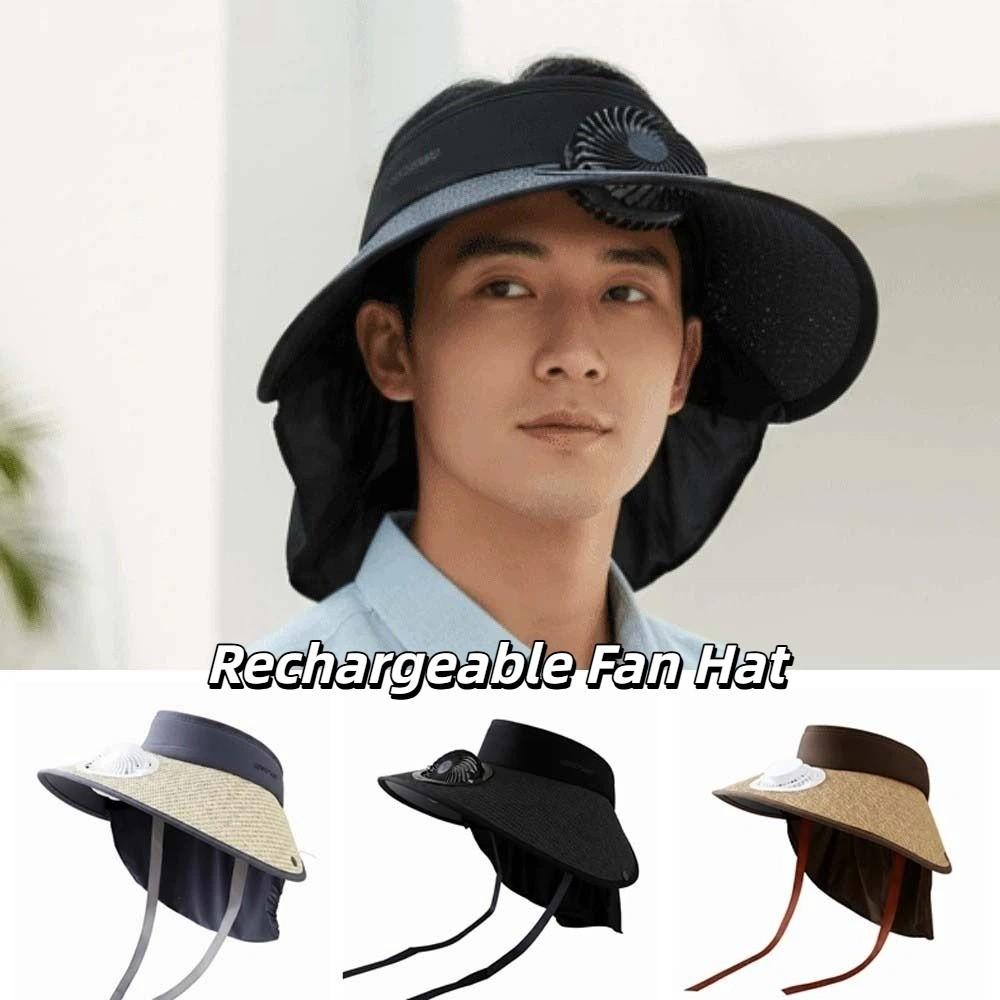 Long-lasting Rechargeable Fan Hat Portable Wide Brim Fan Hat Fishing Sun Shading Cap  Travel