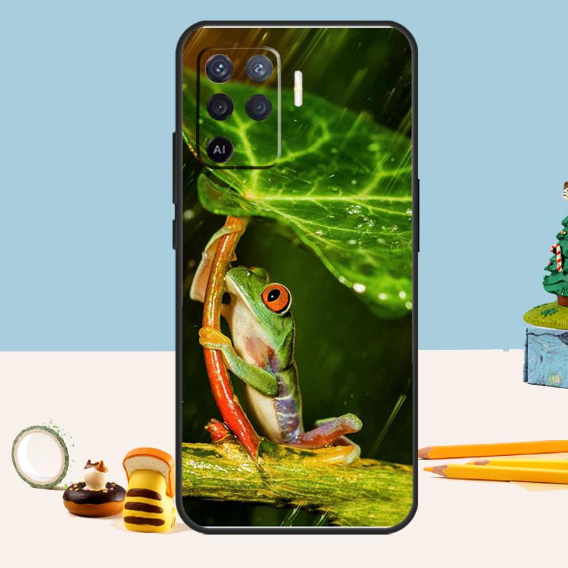 Green Frog Wildlife Case For Oppo A5 A6 Pro A15 A16 A76 A96 A17 A57 A98 A58 A78 A18 A38 A54 A74 A94 A40 A60 A80