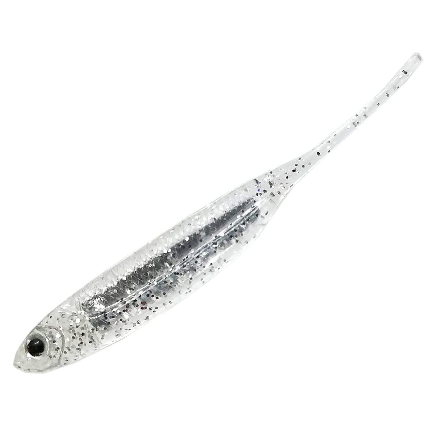 Glory Fish Mimic Bass Worm Fish Clear Silver Glitter Bass Lure LU-013 3-inch