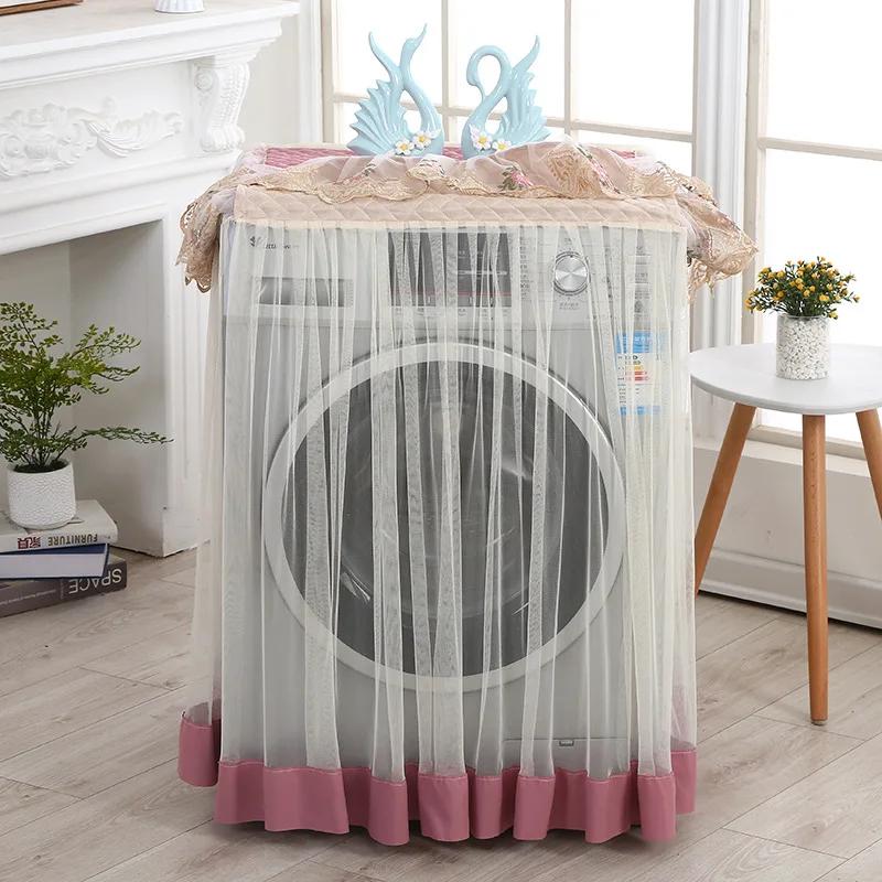 Lace Dustproof Protective Cover Floral Style Home Decoration Washing Machine Cover 4 Color Random Washable 60*60*85Cm Decoration