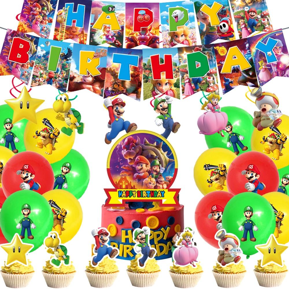 Mario Movie Kids Birthday Party Decoration Banner Tableware Supplies