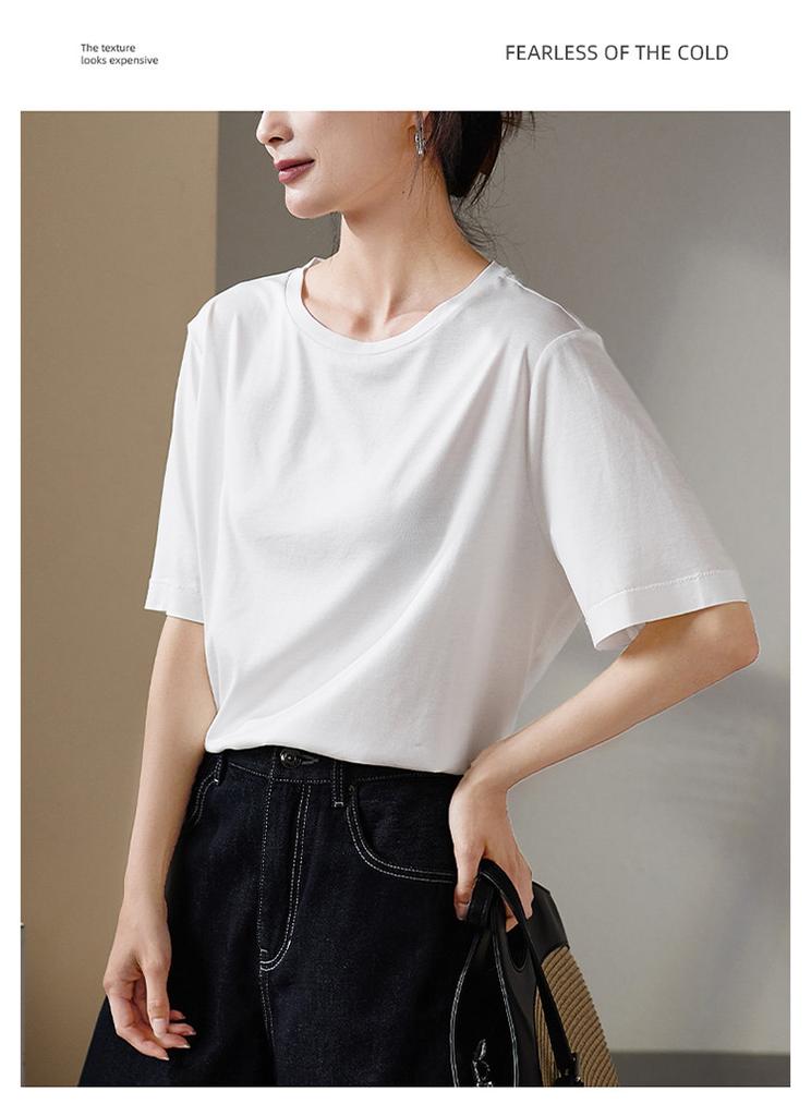 Simple commuting basic T-shirt for women in summer 2025, fashionable, loose, casual, versatile, solid color top