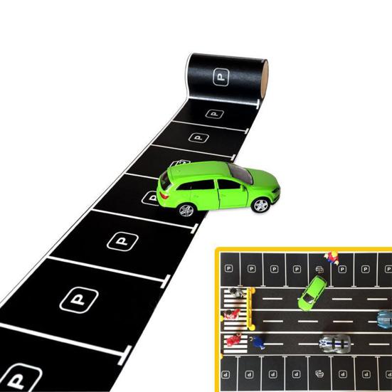 Roadway Tape Black Road Track Car Track Tape Dollhouse Miniature Decor Residue-Free Adhesive Sticker
