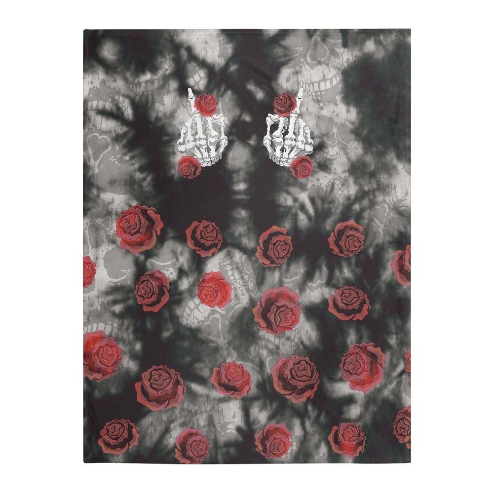 Halloween Rose Skull Head digitalprinted polyester Bedroom velvet flannel soft sofa cover blanket Fleece soft sofa cover