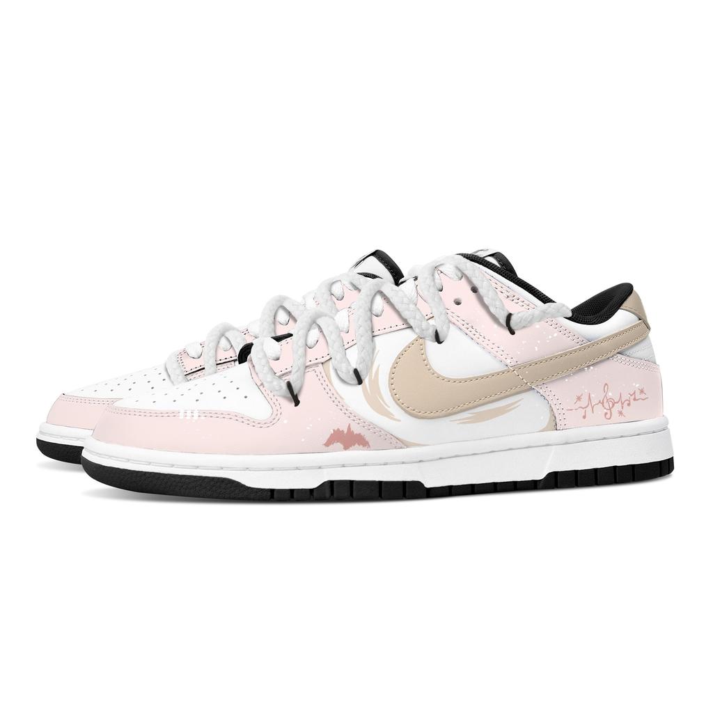 Nike Dunk Half Sugar Heart Box Leather Abrasion Resistant Low top Skateboard Shoes Unisex Pink HF5441-100(Team529--)
