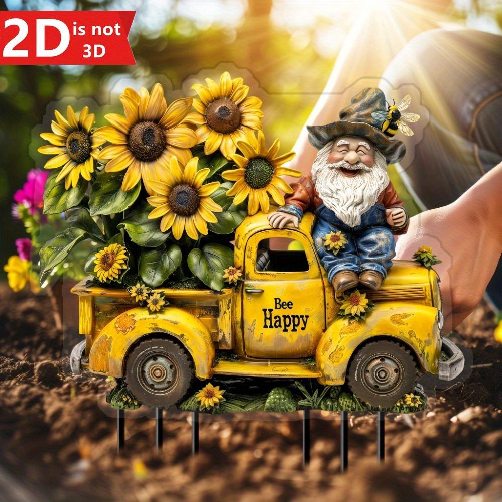 

Bee dwarf truck planter for terrace and lawn. A fun, colorful birthday gift to revitalize gardens.