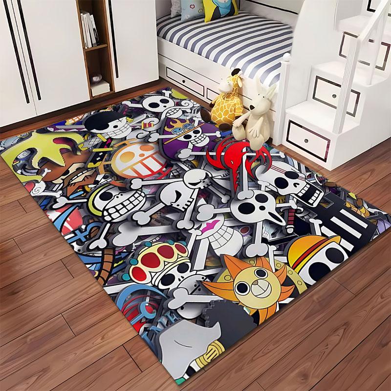 Skull and Pirate Themed Carpet Suitable As a Non-slip Mat for the Living Room or Bedroom Sofa
