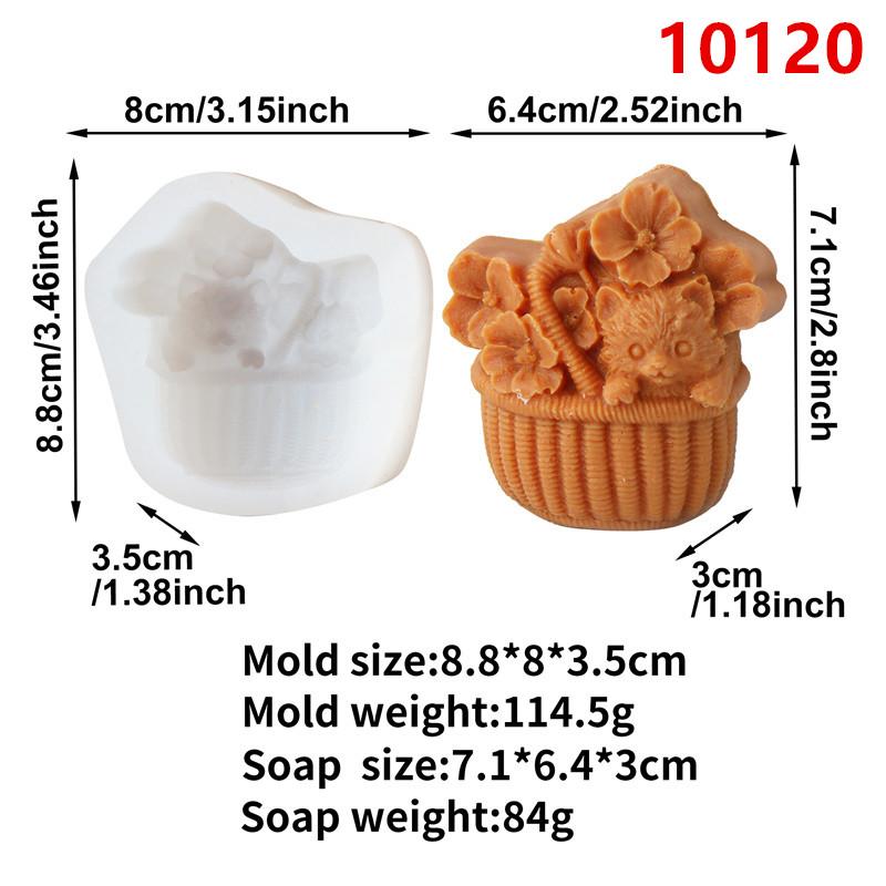 

3D Flower Cat Bamboo Basket Silicone Soap Mold DIY Creative Bow Gift box Flower Bird Irregular Skull Flat Plaster Candle Mould