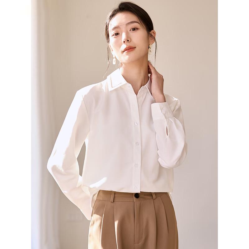 Women's Embroidered Lace Lapel Long Sleeve Shirt