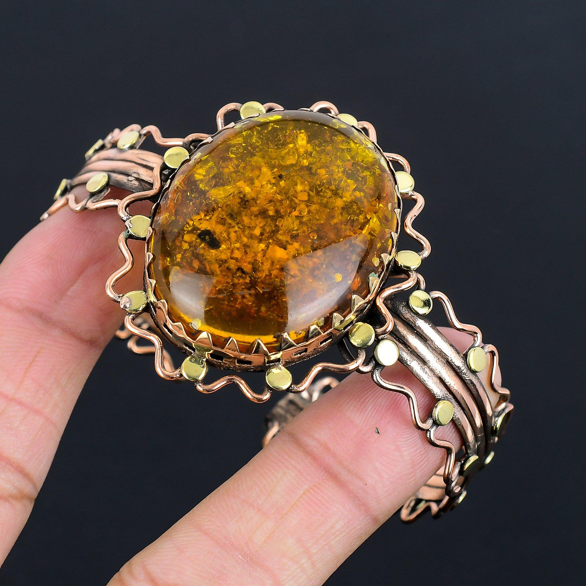 

Браслет из балтийского янтаря, ювелирные изделия из драгоценных камней, обернутые медной проволокой 999 пробы, браслет ручной работы ко Дню матери