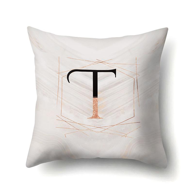 Polyester Pillow Case Black Gold Watercolor Home Furnishing 26 English Letters Printed Waist Cushion Sofa Pillow Case