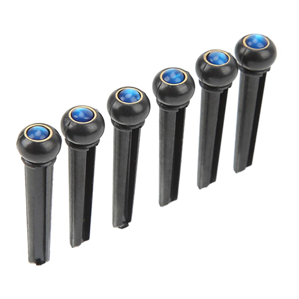 6Pcs Black Guitar Bridge Pin Kit Decorative Robust Clarity Increasing Guitar Bridge Pin Replacement
