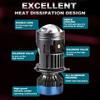 2Pcs Bi-LED H4 Projector Lens Headlight 180W 180000Lm for Car/Motor Lights CANBUS Dual High Low Beam Solenoid Auto Bulbs Turbo Fan Sharp Cutoff Lamp