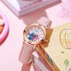 Rose Gold Diamond Leather Watch for Female Students, Perfect Exam Timepiece for Middle School Girls