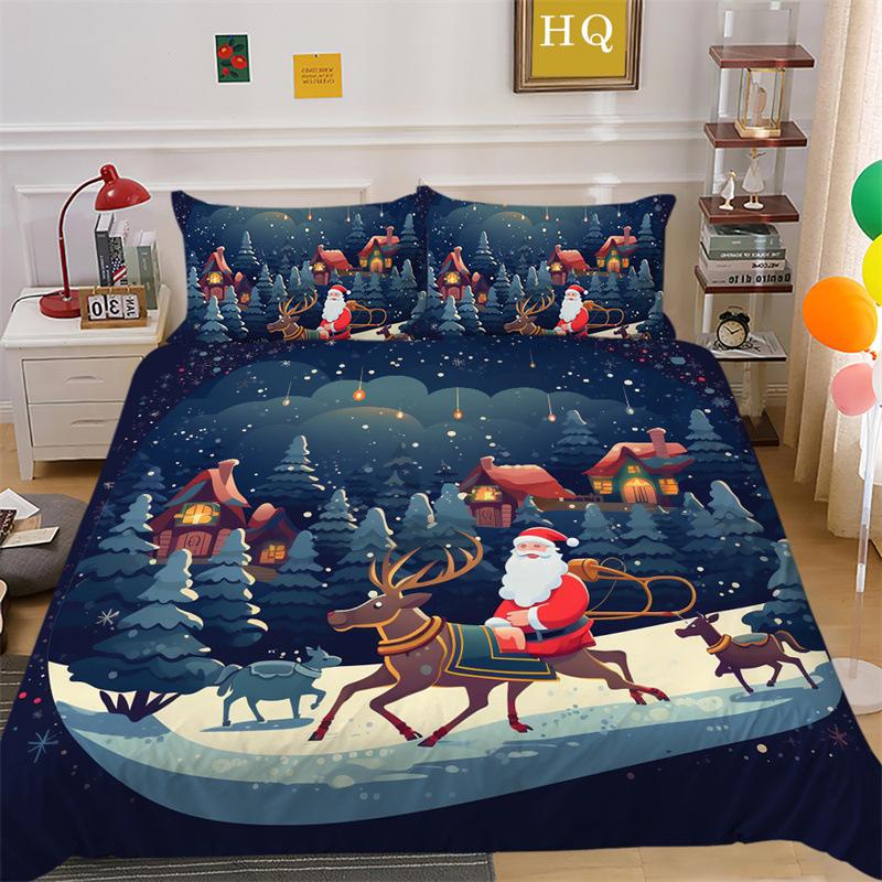 Christmas Gift 3D Printed Polyester Pillowcase Quilt Cover Two Or Three-Piece Set Is Available