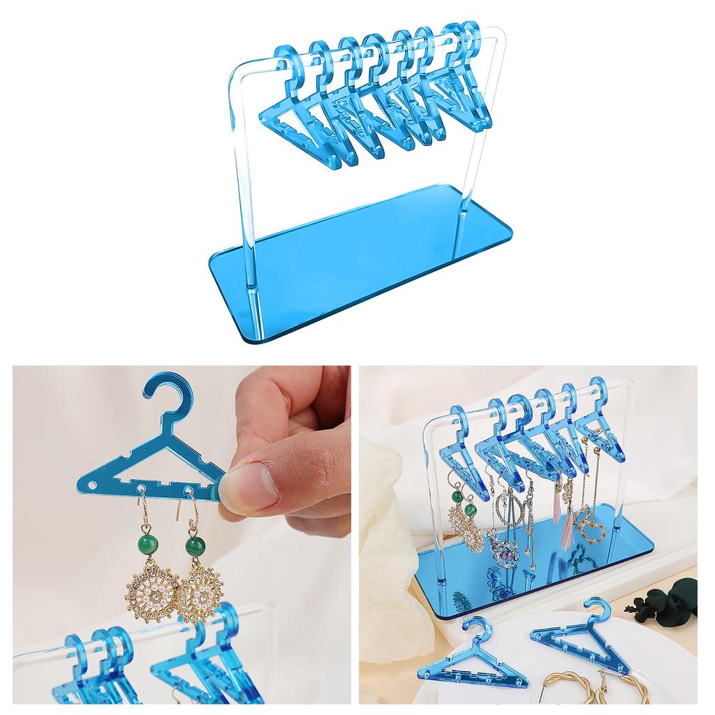 Hanging Hanger-Shaped Earring Organizer Rack Acrylic Earring Bracelet Choker Storage Display Holder with 8pcs Hangers