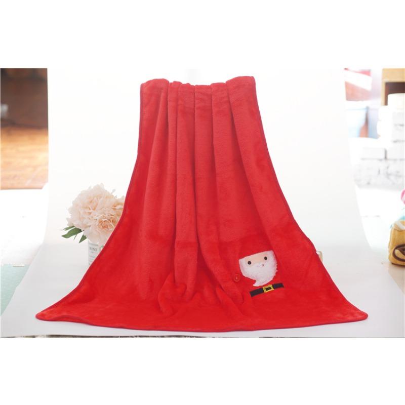 Xmas Cartoon Double-Sided Flannel Blanket - Santa, Reindeer, Snowman & Penguin Office Nap Blanket Christmas Gift