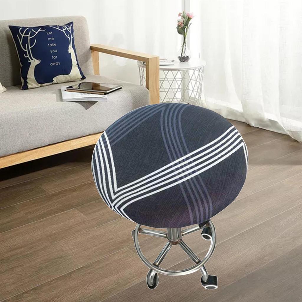 Stretchy Round Bar Stool Cover, Washable Barstool Chair Seat Cover Printed, Non