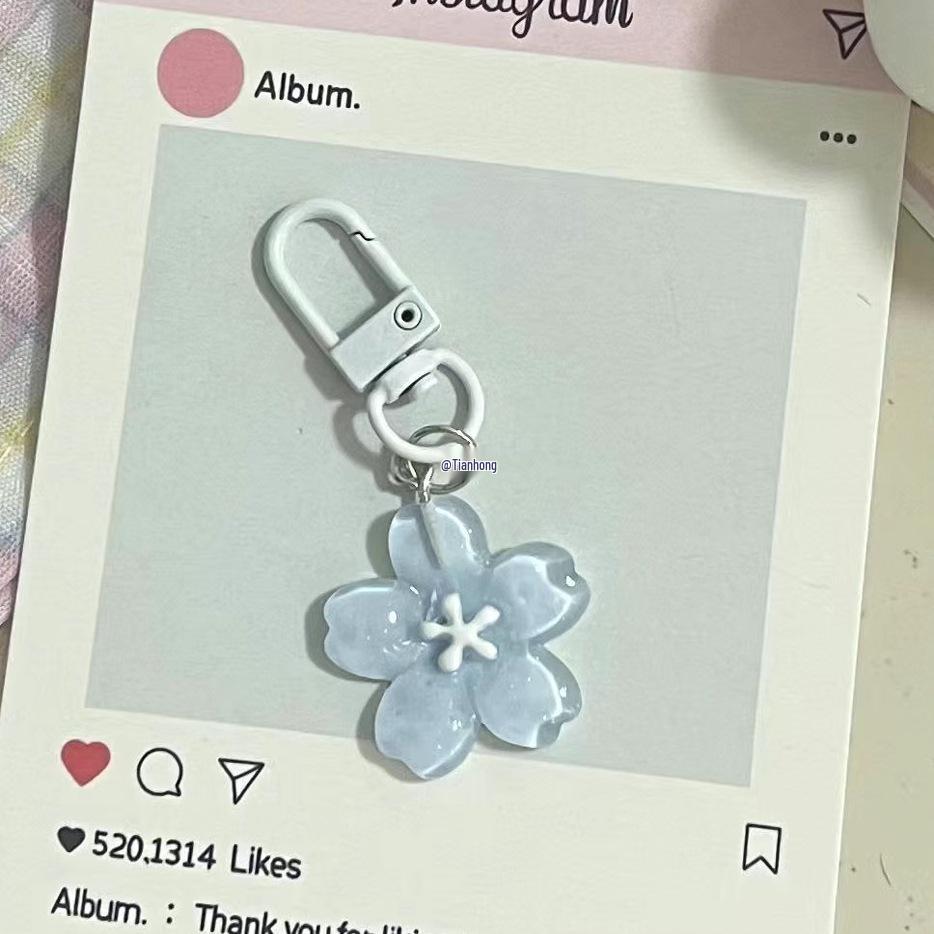 Sakura Gelee Haarspange & Schlüsselanhänger mit Blumenanhänger Set