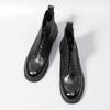 Retro Handmade Mens Ankle Boots High Quality Horsehide Leather Round Toe Thick Soled Outdoor Casual Knight Boots Platform Shoes