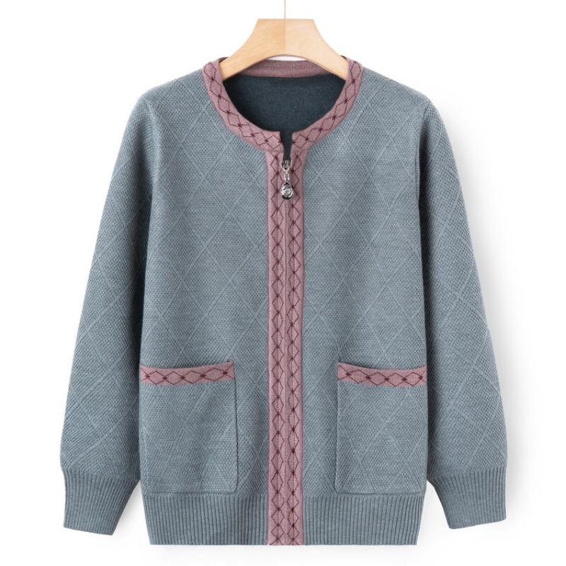 

Мама Весенний и Осенний Свитер Куртка на Молнии Средний Женский Короткий Топ Возраст 0 Среднего и Пожилого Возраста Внешний Вязаный Кардиган 5XL (recommended 160-87.5 kg) темно-зеленого