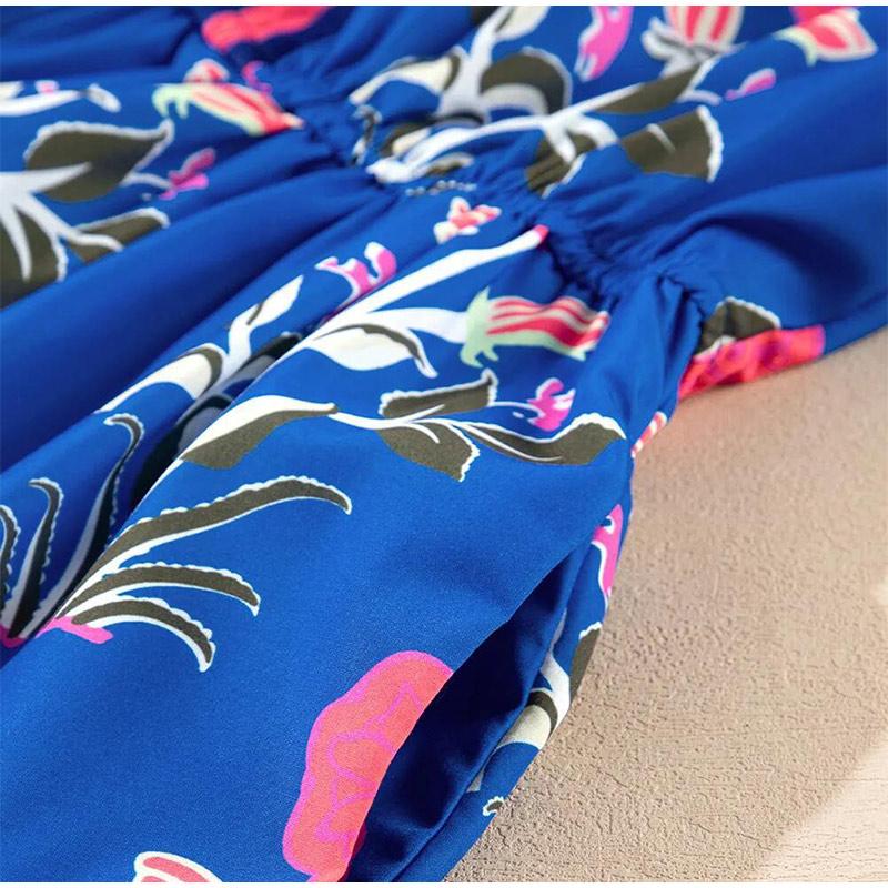 2025 New Women's V-neck Flower Print Dress
