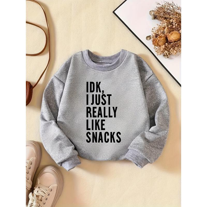 Kids Sweatshirt Creative Letter Pattern Stylish Casual Round Neck Sweatshirt Suitable for Everyday Parties, Vacations, And Gifts