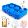 GESPERT Ice Cube Tray, Round Ice Maker, 4.5cm Diameter, Melt-Resistant Silicone, Clear Ice, Space-Saving, 6 Holes, Blue