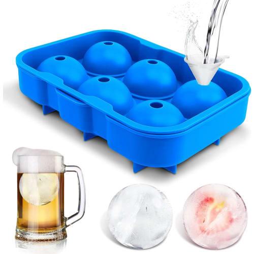 GESPERT Ice Cube Tray, Round Ice Maker, 4.5cm Diameter, Melt-Resistant Silicone, Clear Ice, Space-Saving, 6 Holes, Blue