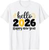 Hello 2026 Happy New Year Graphic Short Sleeve Cotton T-Shirt for Men Street Wear