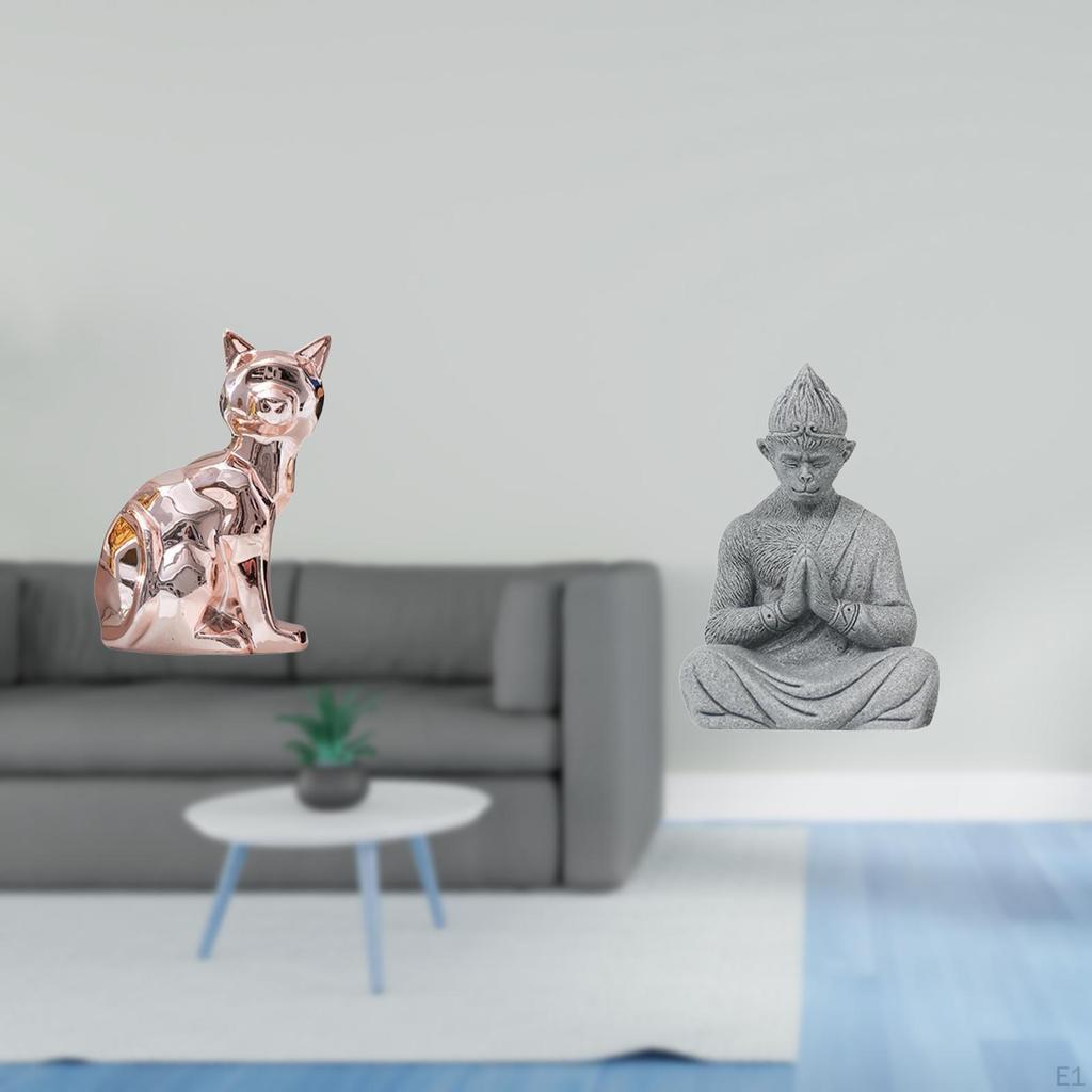 Cat Monkey Buddha Statue Decorative Animal Figurine Sculpture Art Craft Ornament for Fireplace Hotel