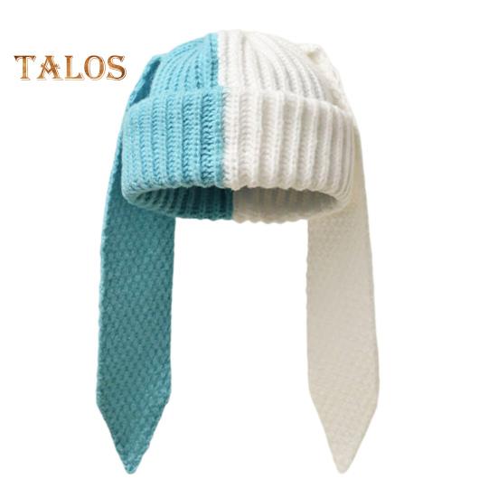 Зимняя вязаная шапка с длинным декором в виде заячьих ушей — фото 17