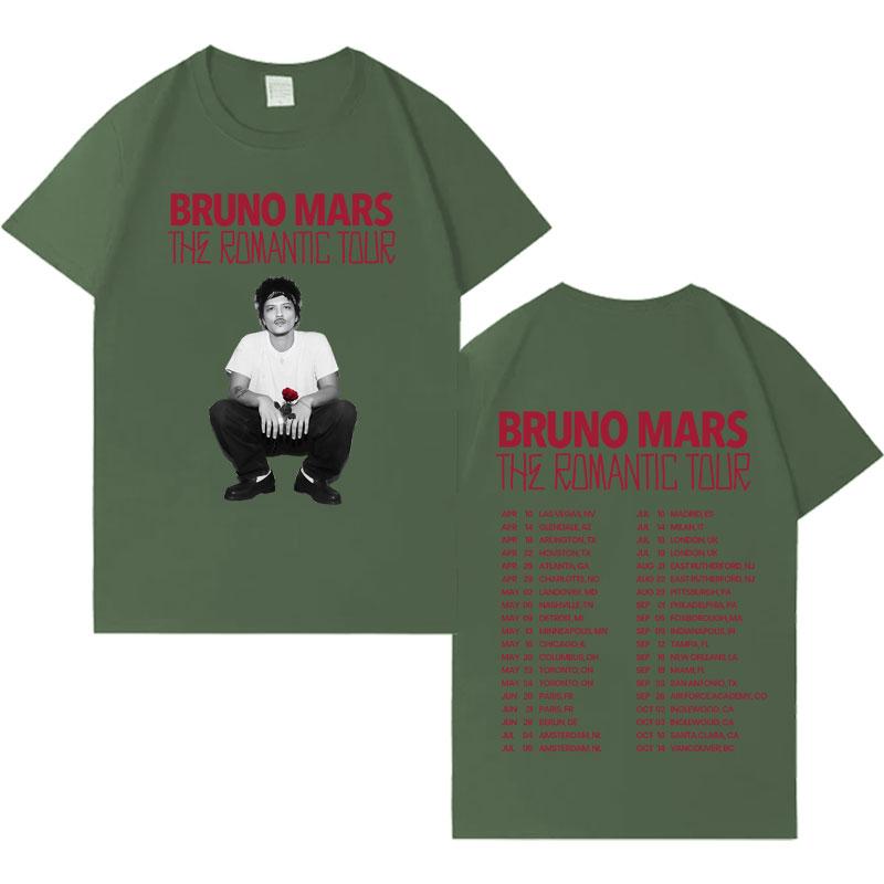 

Rapper Bruno Mars Double Sided Print Tshirt Mens Women Casual Harajuku Short Sleeve Tshirt Crewneck Tide Cotton Tees Streetwear 4XL