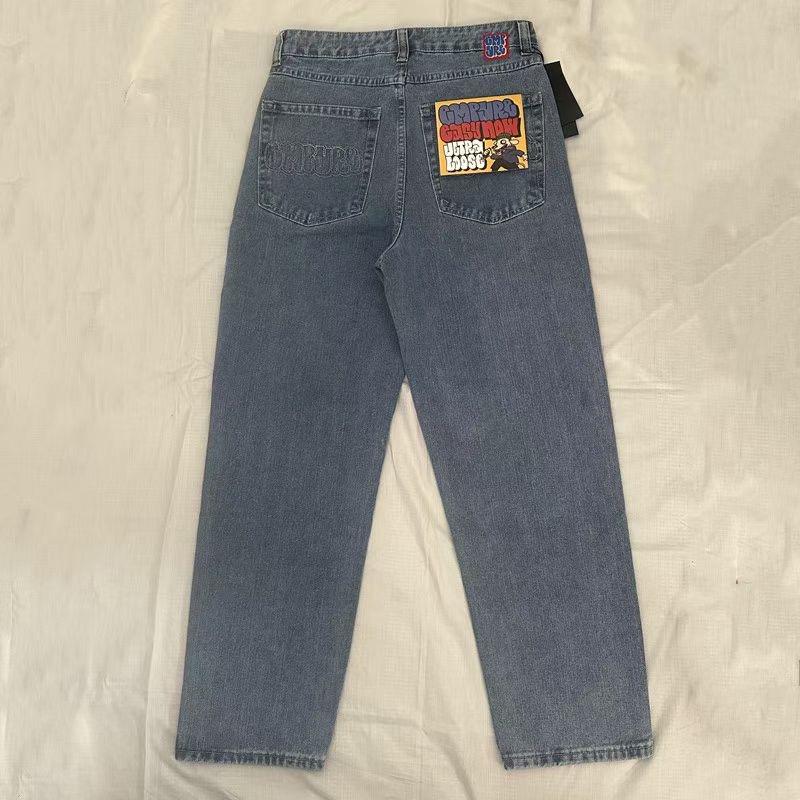 RogueWave Jeans Y2k Pants Black Jeans Wide Leg Men Retro Loose Fashion Trendy Pants Hip-Hop Streetwear Y2k American Street Casual Jeans
