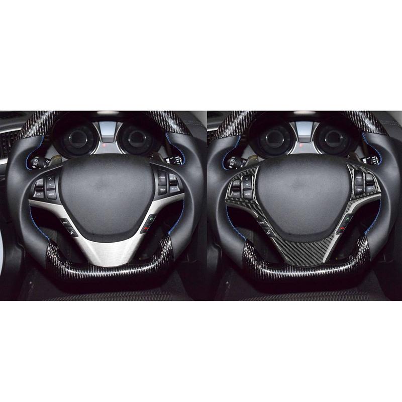 Car Accessories Carbon Fiber Steering Wheel Set Panel Interior Cover Trim Sticker For Hyundai Genesis/Rohens Coupe 2013—2016