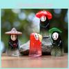Man Face No Holding Umbrella Sitting Posture Hat Mini Model Ornament Desktop
