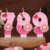 Sequin Pink Flower Butterfly Numbers Birthday Candle Cake Party Decoration One Year Old Handmade Candles 0-9