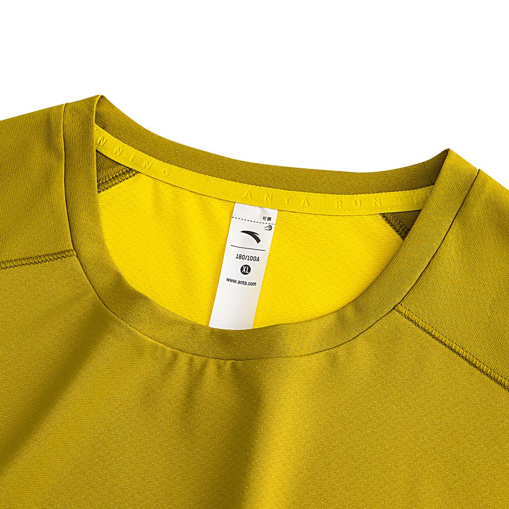 Anta Short Sleeve Knitted T-Shirt Men tops Green Yellow 952625110-2