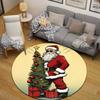 Decorative Round Botanical Multicolor Accent Rug, Non-Slip Floor Mat for Bedroom