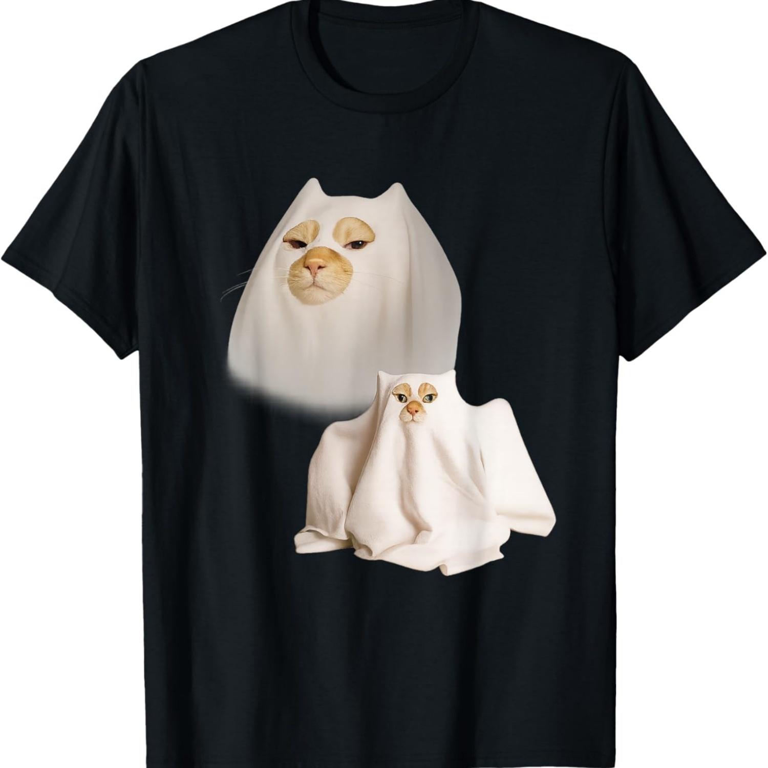 Ghost Cat Meme Funny Artwork Men Women Kids T-Shirt S