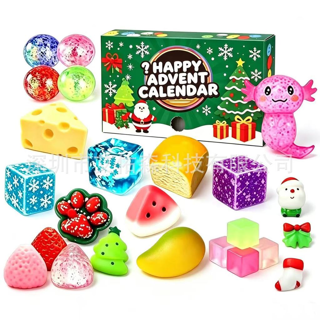 Squishy Sensory Toys Set Cute Soft Squeeze Fidget Toy Kit Stress Relief Squishies For Kids Christmas Advent Calendar Gift For Boys Girls Party Favors