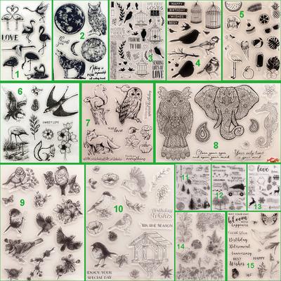 Flower Birds Transparent Silicone Clear Stamps for Seal DIY Scrapbooking Photo Album Decor Art Animal Owl Parrot