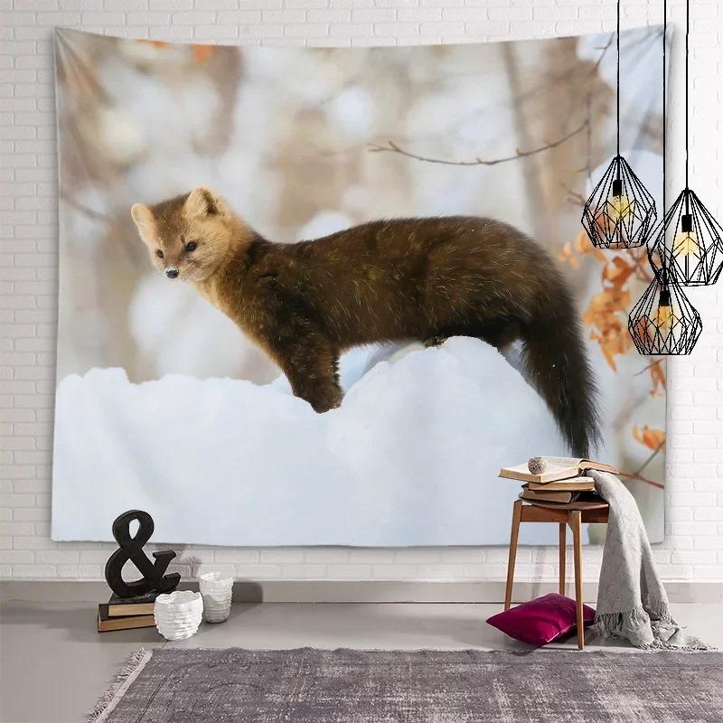 Cute Mink Animal Decorative Tapestry Home Wall Living Room Office Decorative Tapestry